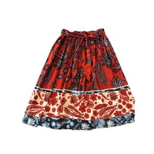 Her Destiny Bohemian Floral Tie Front Midi Skirt Women's M Cotton Blend Twee